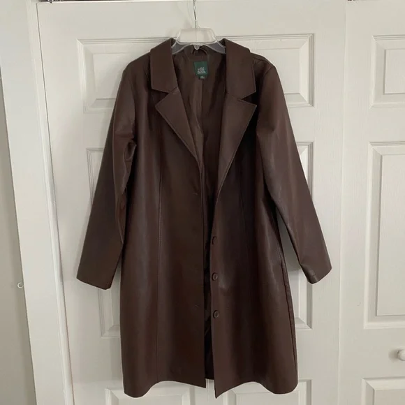 Long Faux Leather Coat - Picture 1 of 5